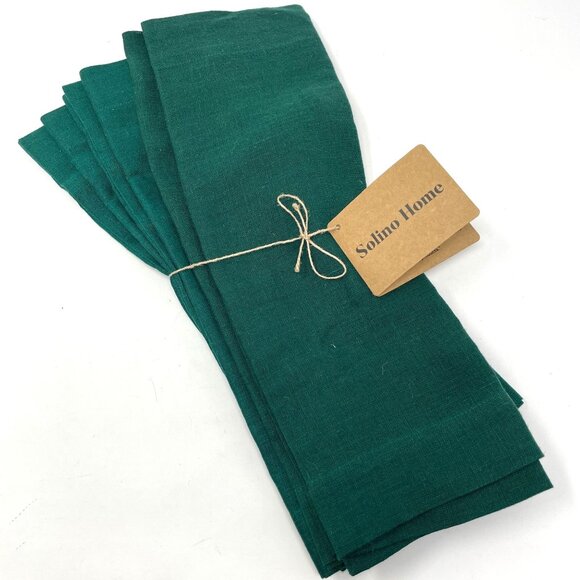 Solino Home 6 Linen Napkins/Placemats Sonoma Green - Picture 3 of 7